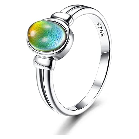 Diamday Mood Ring 925 Sterling Silver Stone Ring for Women Temperature Sensitive Color Changing Mood Stone Ring Durable Band Jewelry Gift -6 Cover