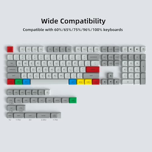 Image of Dagaladoo Retro Grey Double Shot PBT Keycaps, XDA Profile, 75 Percent, Dye-Sub, Custom for Gateron MX Switches Mechanical Keyboard