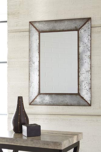 Signature Design By Ashley O'talley Metal Framed Accent Mirror, 26 X 36 Inches, Antique Gray #TOP1