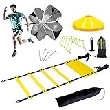 ➤ 【Maximice el rendimiento atlético】: con este conjunto de conos y escalera de agilidad, podrá maximizar la aceleración, el ritmo, el equilibrio, la fuerza de las piernas, el control general del cuerpo e incluso el tiempo de reacción. Es un arma secreta para jugadores de fútbol, ​​jugadores de baloncesto, jugadores de fútbol, ​​jugadores de tenis, equipos de atletismo, boxeadores y mucho más.