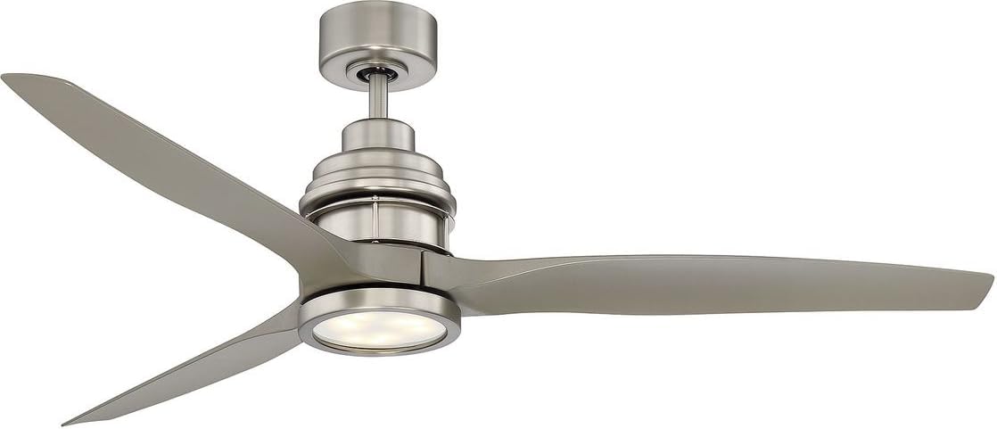 Meridian M2023BN Modern Rustic 60" Ceiling Fan with Remote, Integrated LED 17 Watt, Brushed Nickel