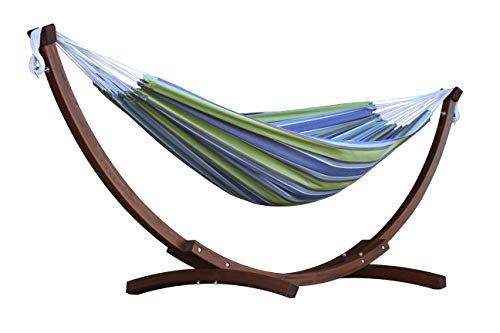 Vivere C8SPCT - Doble algodón hamaca con madera de pino maciza Arc función atril – Oasis
