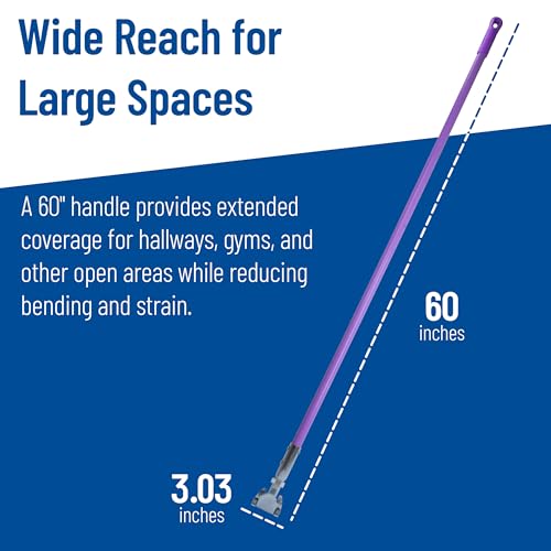 Image of SPARTA Jaw Clamp Dust Mop Handle, Floor Dust Mop Frame Handle, Gripper Holder with Clip-On Connector for Floor Cleaning, Janitorial Supplies, Commercial Use, 60 Inches, Purple
