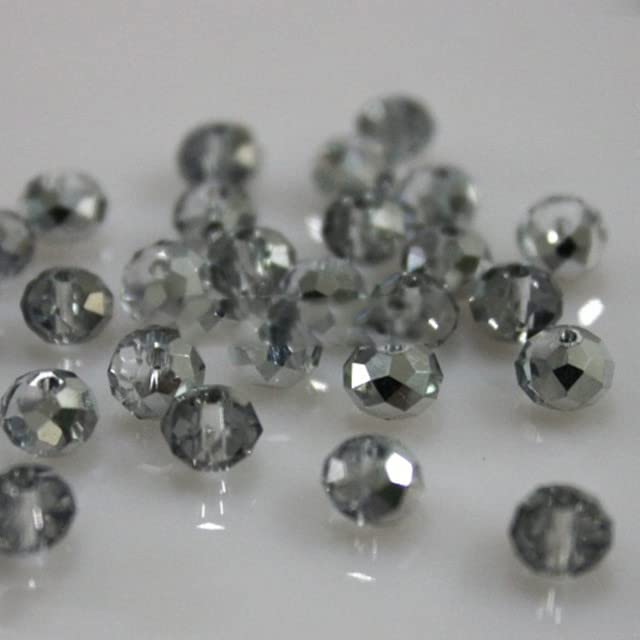 Colores rojo oscuro 4*6mm 50pcs Austria Facetado Cristal Cuentas sueltas Espaciador redondo Perlas para la fabricación de joyería-Media Plata