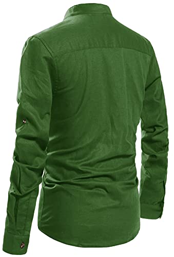 image for NITAGUT Men Henley Neck Long Sleeve Daily Look Linen Shirts Casual Bea