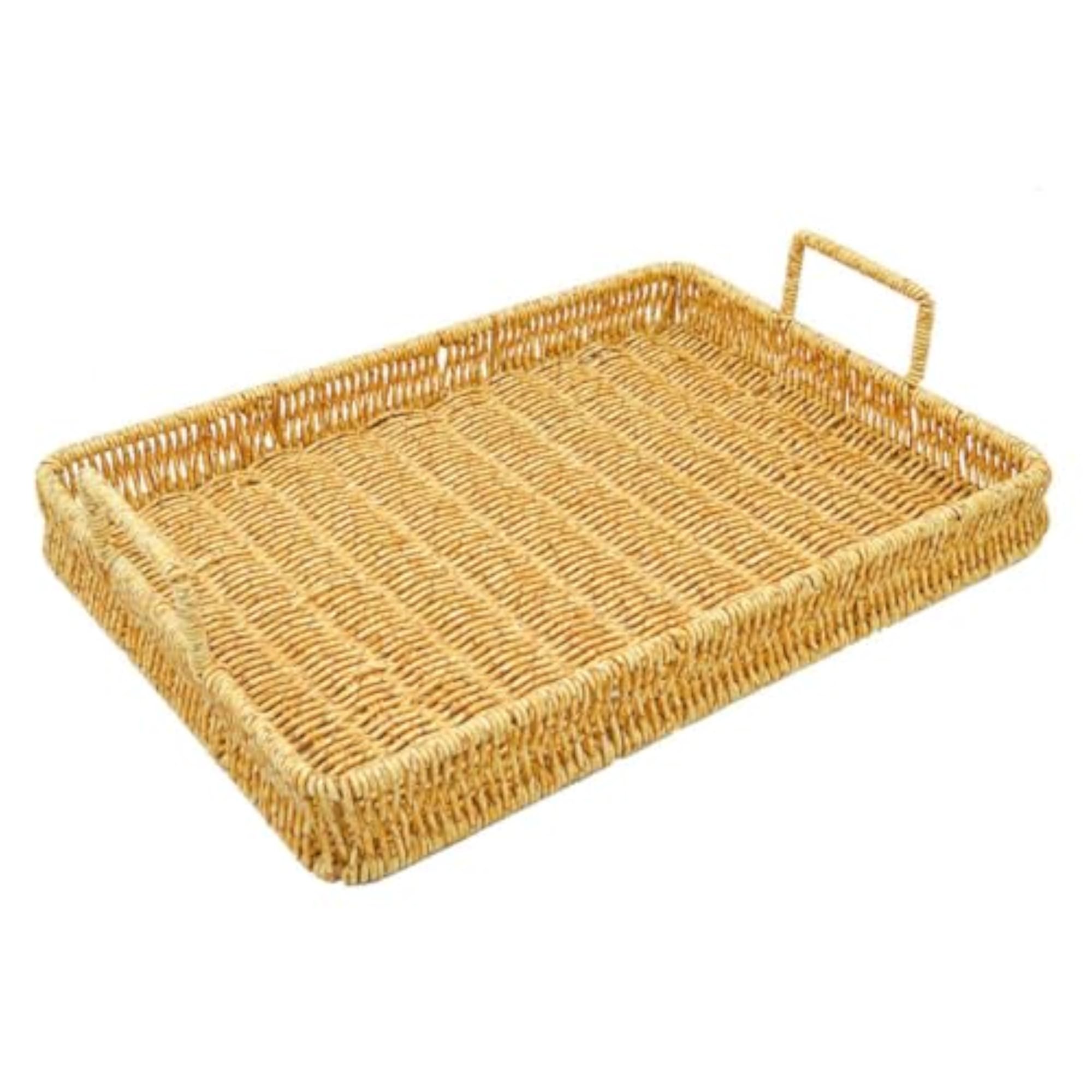 Wicker Serving Basket with Handles for Breakfast and Dining