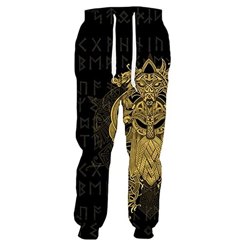 Viking Jogger Sweatpants Pants Norse Odin Tattoo 3D Print Lounge Lightweight Joggers Tapered Pants With Pockets