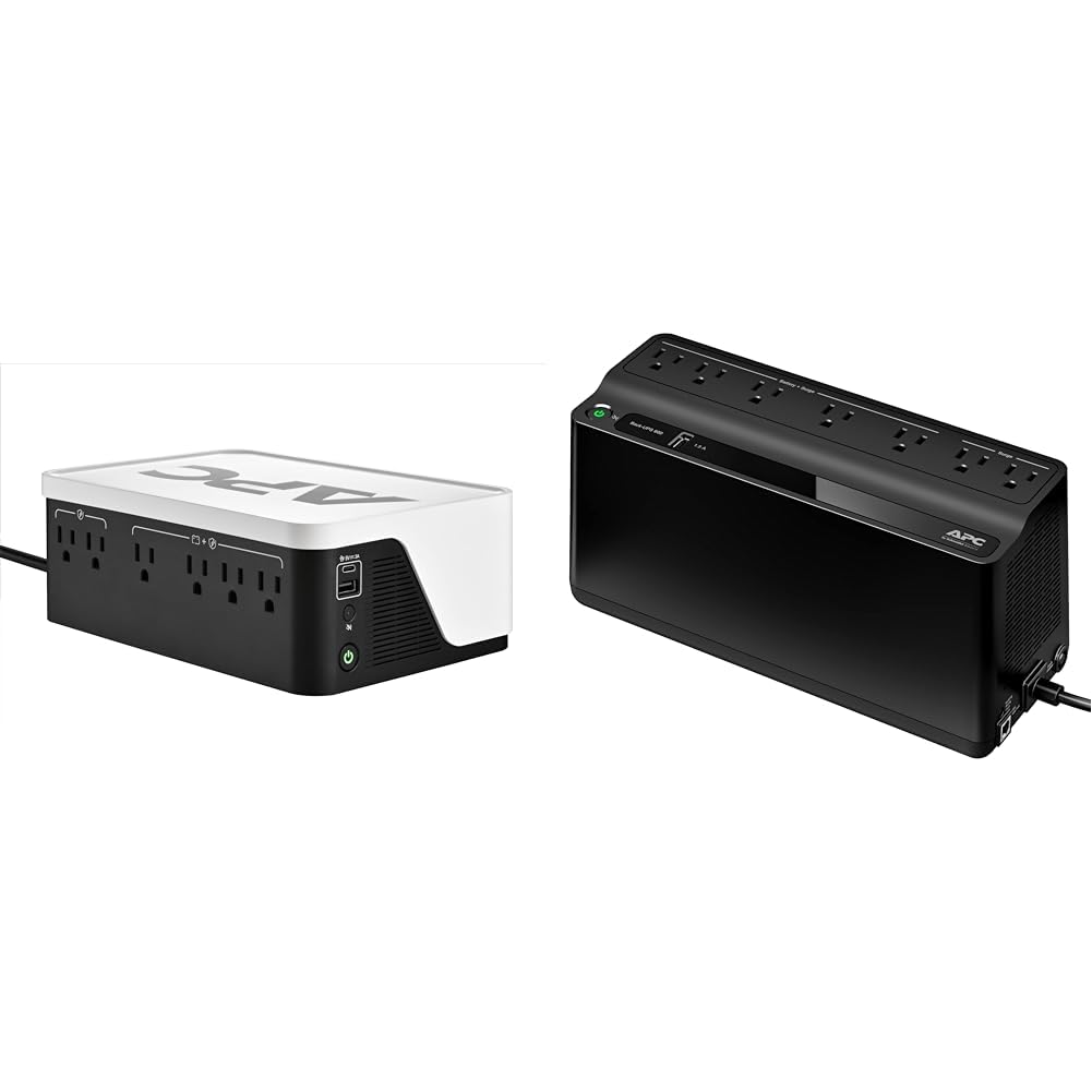 APC UPS Battery Backup, 700VA UPS with 4 Backup Battery Outlets, Type C USB Charging, BE700G3 Back-UPS &amp; UPS Battery Backup and Surge Protector, 600VA Backup Battery Power Supply