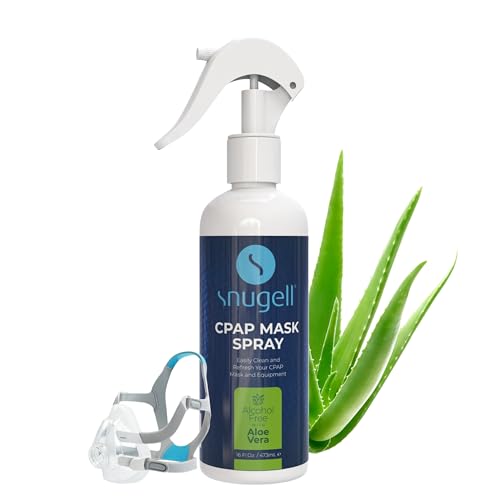 Snugell CPAP Cleaner Spray - Alcohol Free with Aloe Vera, Gentle Cleaner for Masks, Tubes & Machines for Best CPAP Cleaning - Easy to Use, Refreshes & Maintain your Equipment (16 floz bottle) (1-Pack)