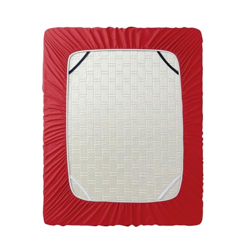 Image of Hearth & Harbor Extra Deep Pocket Full Fitted Sheet - Fits 18 to 24 Inch Mattress - Ultra Soft 1800 Microfiber, Wrinkle-Free & Breathable - Hotel Luxury Fitted Sheet Only, Red