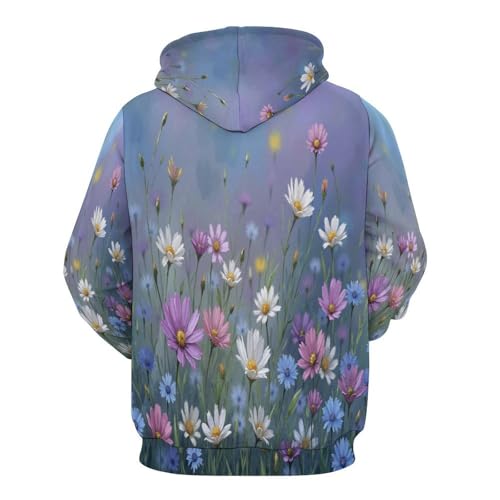 Sweat à capuche imprimé 3D fleurs d'herbe pullover Harajuku pour hommes - 4