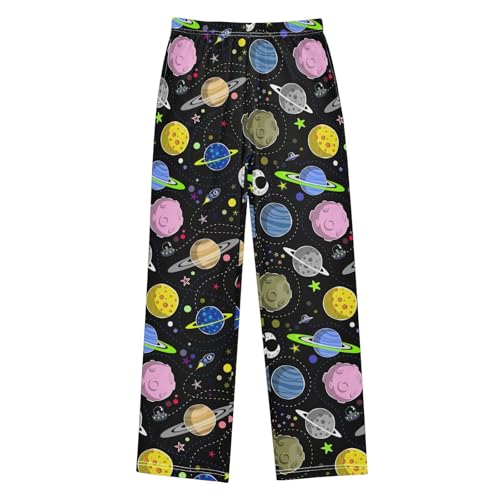 ZZXXB Planets Print Boys Long Pants Soft Trousers Elastic Waist Kids Lounge Bottoms with Pockets S-XL