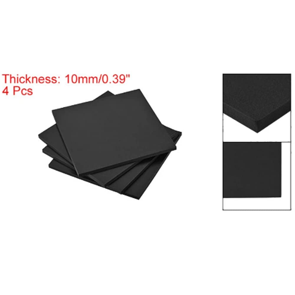 4pcs Black EVA Foam Sheets - 10mm Thick 10x10 Inch Craft Foam for DIY Projects and Model Making