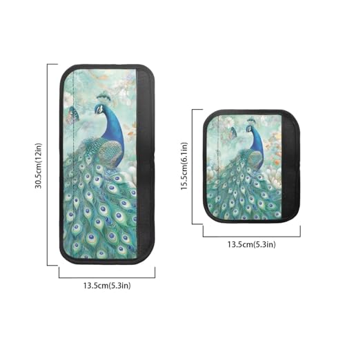 Image of Appliance Door Handle Covers Set of 6 Refrigerator Handle Cover Anti-Skid Microwave Door Handle Protector Keep Off Oil Stains, Fingerprints, Peacock Flower Green Blue
