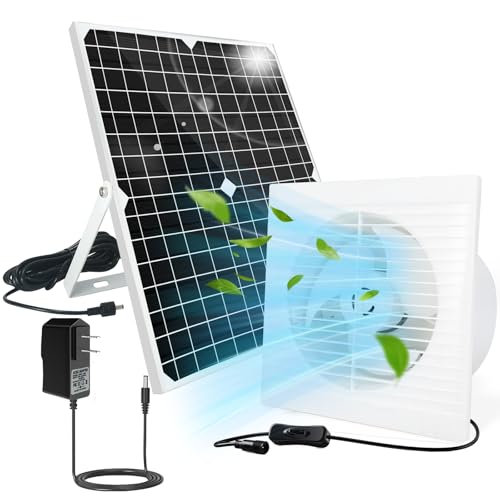 Solar Powered Fan, 9.1" Solar Exhaust Fan Kit, 25W Waterproof