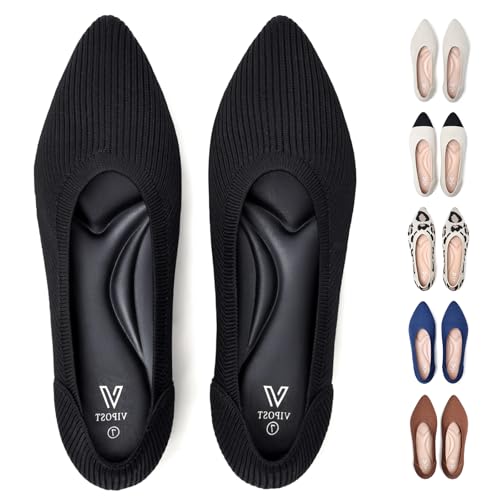 Vipost Knit Ballet Flats for Women, Pointed Toe Foldable Slip On Flats Shoes - Lightweight Breathable Dressy Flats for Work, Travel, Wedding