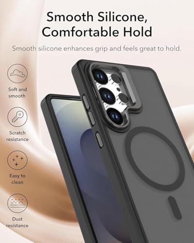 Image of MagPro case with Stand for Samsung Galaxy S26 Ultra 5G Magnetic Compatible Protective Cover Strong Magnetic Shockproof Armor Scratch Resistant Polycarbonate HardBack | Translucent Matte Black