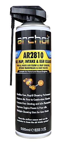 Archoil AR2810 Mass Air Flow Sensor Cleaner MAF MAP Air Intake Plenum and EGR Cleaner 500ml Residue Free Multi Action Formulation for Fast Results & Zero Waste. Professional Nozzle Applicator