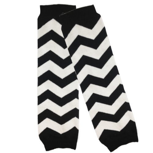 Wrapables Stars, Stripes, and Solids Colorful Baby Leg Warmers - Chevron Black/White