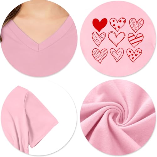Image of LAZYCHILD Kids Valentine Shirt Girls Valentines Day Shirts Heart Graphic Long Sleeve Striped Tee Tops 5-14 Years