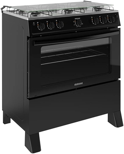 Fogão 6 Bocas a Gás Itatiaia Star New com Acendimento Automático e Forno 82l Preto Bivolt