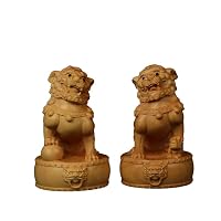 Amazon.co.jp: 獅子置物 狛犬 セット一対 木製彫刻 金運 ギャンブル運