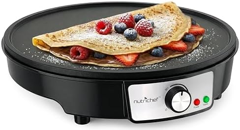 Nutrichef Electric Crepe Maker & Griddle Cooktop - Nonstick 12 In...
