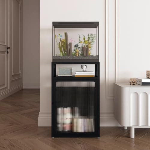 Meuble d'aquarium robuste en métal avec rangement pour reptiles et terrariums, capacité de 299,4 kg, design noir élégant (40 x 40 cm)
