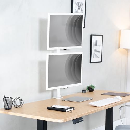 Image of VIVO Dual Monitor Desk Mount Stand with Height Adjustment and VESA Plates for 2 LCD Ultrawide Screens up to 34 inches, Stacked Array, STAND-V002RW