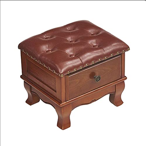 FEHUN Repose-Pieds Tabouret Ottoman Chaussures Support de Rangement, Salle de séjour avec Repose-Pieds Tabouret Canapé Drawer Brown 13,8 * 11,8 * 11.8in