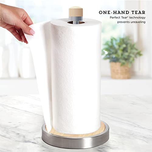 Kamenstein Perfect Tear Paper Towel Holder With Decorative Finial, 7.2 X 7.2 X 14-Inch, Stainless Steel/Bamboo #TOP4