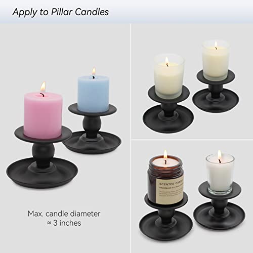 Thindolex Set Of 2 Candle Holders For Pillar And Taper Candles, Matte Black Iron Table Centerpiece, Decorative Farmhouse Candlestick Holders #TOP3