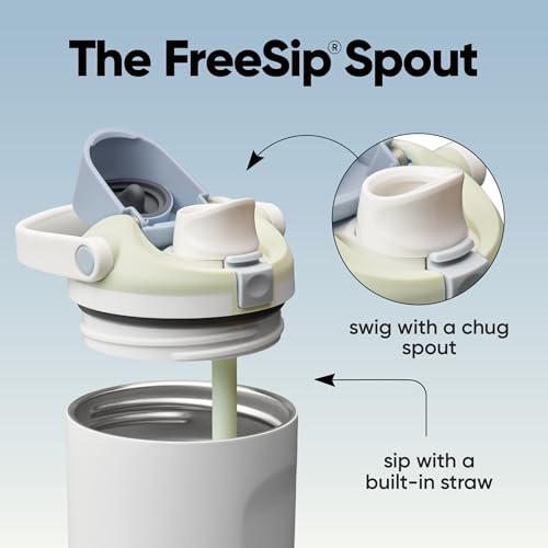 Image of Owala FreeSip Sway Insulated Stainless Steel Water Bottle with Two-Way Spout, Built-In Straw and Bucket Handle, Made for Travel, School, and Sports, 30oz, BPA Free, Leak Proof, Iced Breeze