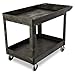 Rubbermaid Commercial Products 2-Shelf Utility/Service Cart, Medium, Black, Lipped Shelves, Ergonomic Handle, 500 lbs. Capacity, for Warehouse/Garage/Cleaning/Manufacturing