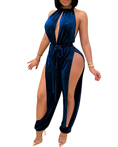 PORRCEY Sexy Jumpsuits for Women Halter Sleeveless Party Outfits Hight