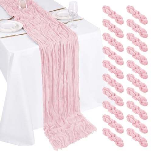 20 Pack Cheesecloth Table Runner - 17x108 Inch Light Pink