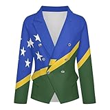 Chaqueta Blazer Informal Y De Negocios De Un Botón De Corte Entallado para Mujer Trajes De Manga Larga con Estampado De La Bandera De Las Islas Salomón Chaqueta De Traje Formal Informal para Mujer M