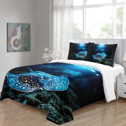 Housse de couette 240x260 microfibre fermeture éclair animaux marins - 5