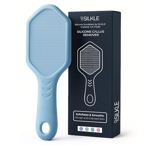 Silicone Foot Callus Remover - Nano Glass Foot File for Dead Skin and Cracked Heels - Callus Remover for Feet & Hard Skin - Ergonomic Foot Scrubber & Exfoliator for Soft, Smooth Feet - Blue