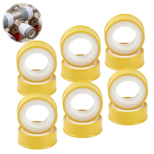 Lunpoem 12PCS Rouleaux De Ruban D'étanchéité En Teflon 12 Mm X 10 M, Ruban Plomberie Professionnel Anti-Fuite Pour Tuyaux Filetés, Robinets, Vannes, Douche...
