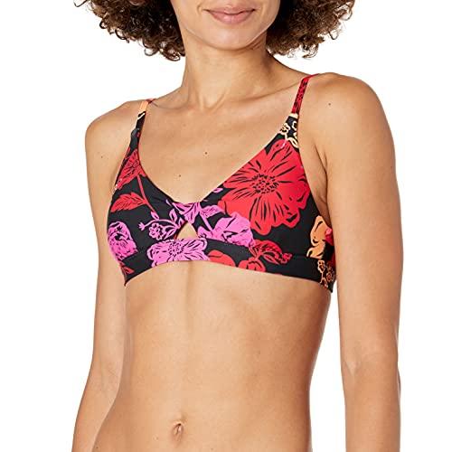 Seafolly Women's Standard Bralette Center Keyhole Hybrid Bikini Top, Oasis Floral Black, 8