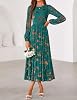 Vestido midi floral de manga larga para invitada de boda de otoño de ZESICA para mujer 8