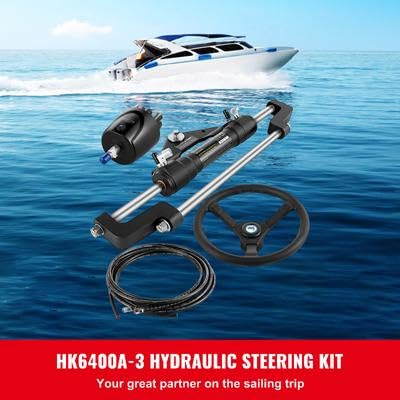 Happybuy Hydraulic Boat Steering Kit, 300HP Helm Pump, Aluminum Alloy Steering Cylinder, 13.5