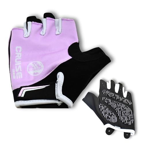 Six Peaks Guantes de Ciclismo para niños, Medio Dedo, Ligeros, Transpirables, Acolchados, Antideslizantes, Color Rosa, 5-6 años