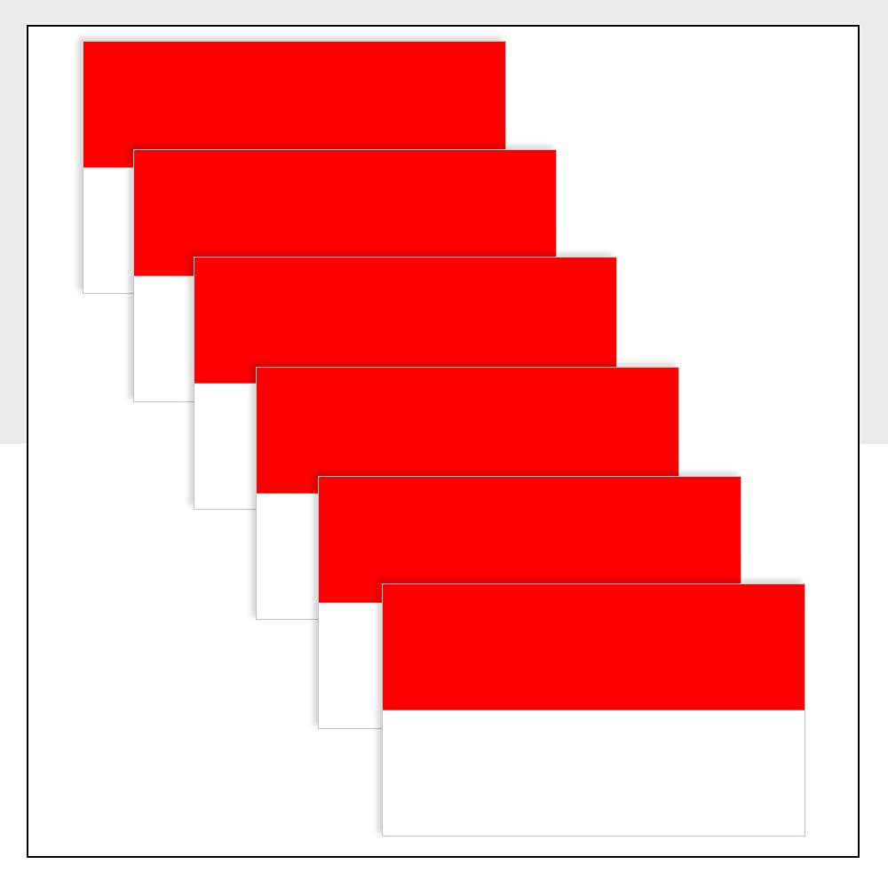Packwith Indonesia Flag Stickers Pack Of 6 (50 X 33Mm) Vinyl Idn Flag Labels For Helmet Laptop Fridge Bike Van Car Packwith® #P1010