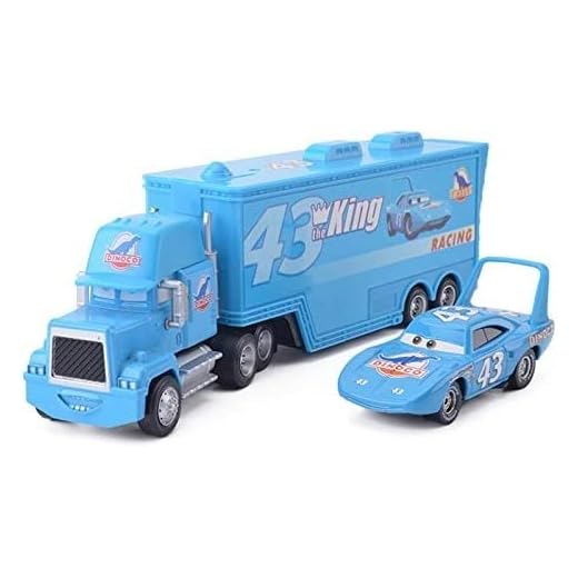 DOVIPE 2 PCS Cars Movie Toys The King Racer & Mack Hauler No.43 Truck Diecast Toy Car 1:55 Diecast Metal Vehical Kid Toys (Color : No.43 The King)