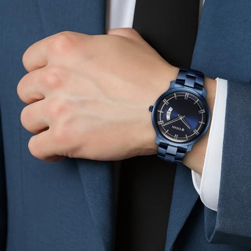 Image of Titan Blue Dial Analog Watch for Men-90170QM01