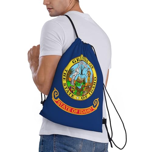 Idaho state flag print Drawstring String Backpack Cinch Sack Sport Gym Bags for Yoga Traveling Outdoor Sports3