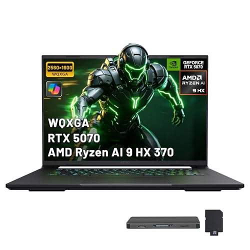 Image of GIGABYTE AERO X16 16 inch WQXGA 165Hz Gaming Laptop, AMD Ryzen AI 9 HX 370, 64GB DDR5, 5TB Storage(4TB SSD+1TB Docking Station), GeForce RTX 5070 8GB GDDR7, Backlit Keyboard, Wi-Fi 6E, Win 11 Pro, Gray