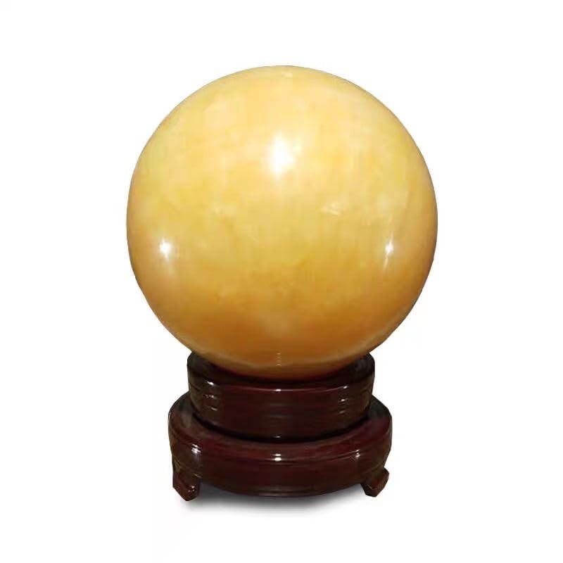 Boule Feng Shui en topaze jaune de 80 mm pour un salon zen et paisible